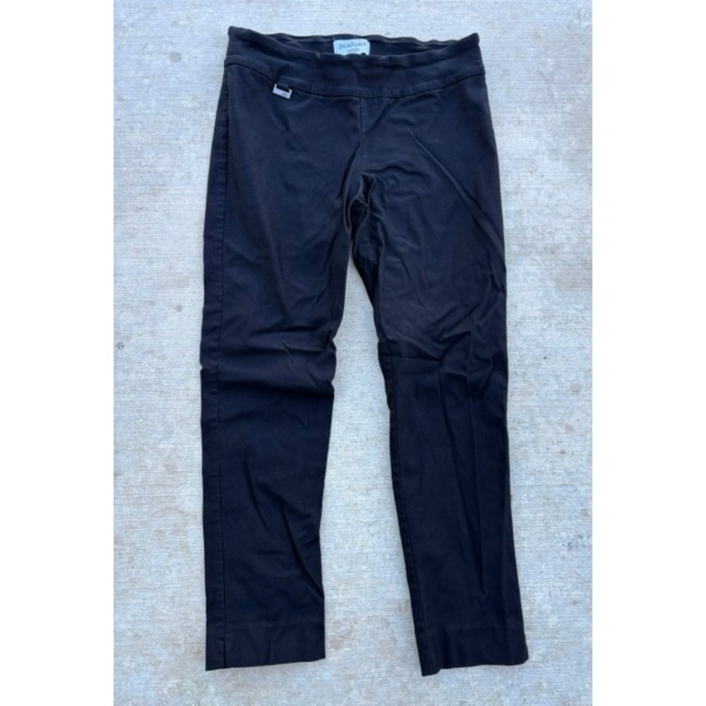 Peck & Peck Petite Black Pull On Slim Leg Dress Pants Size 8P Workwear Stretch